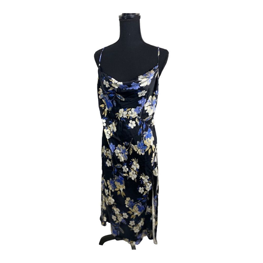 #307 SOCIALITE Floral Satin Slip Dress - Picture 3 of 10